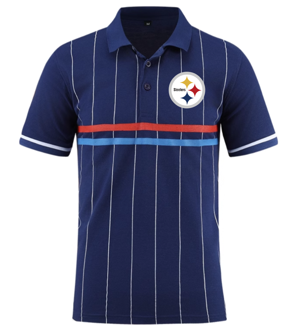 Pittsburgh Steelers blue Men 2025 NFL polo T shirt->nfl t-shirts->Sports Accessory
